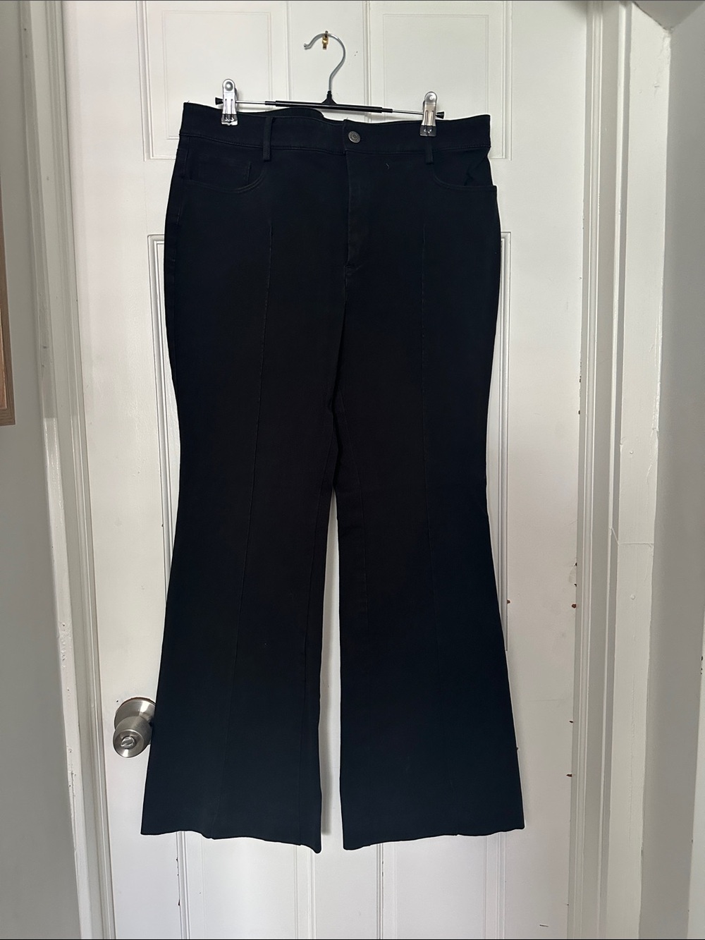 LOFT Black Flared Wide-Leg Jeans
